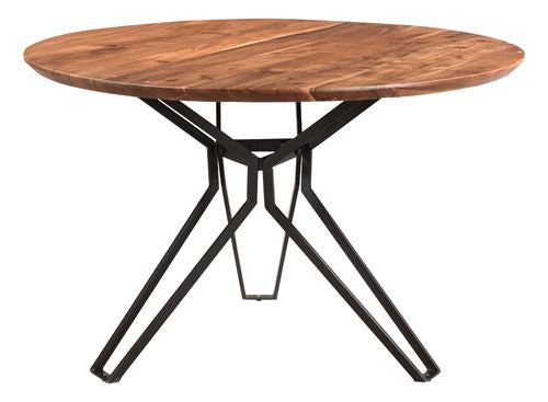 48 Round Wood Table With Gunmetal Legs