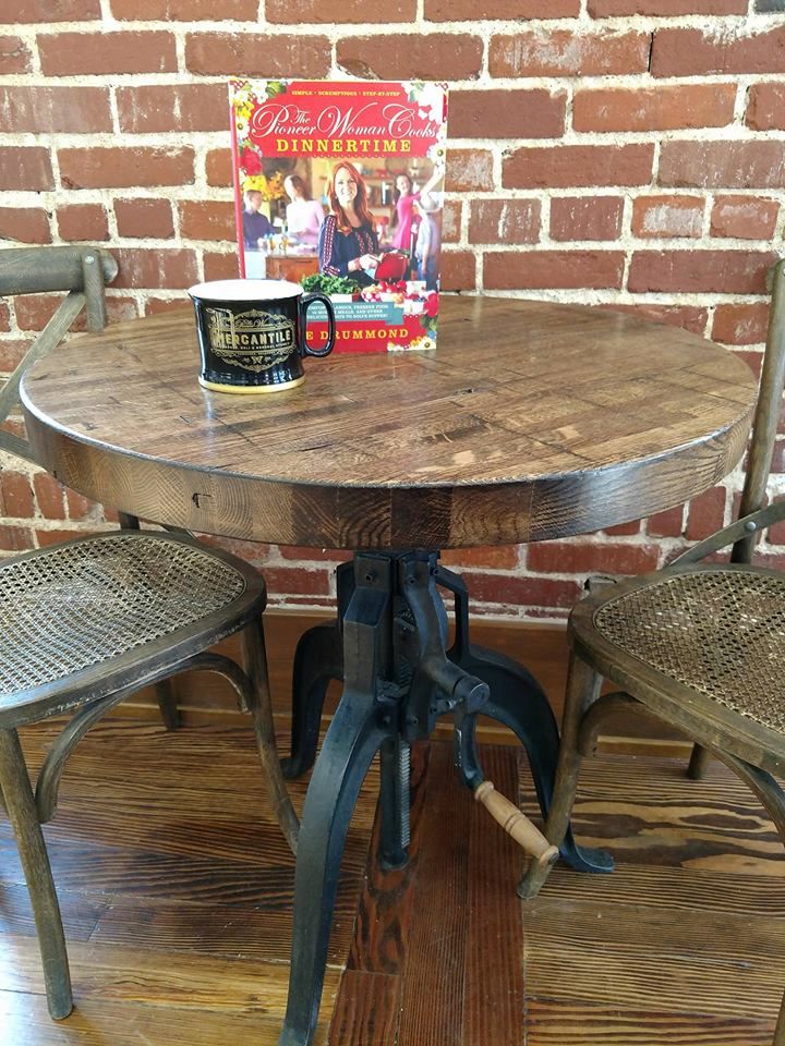 30 Round Boxcar Table With Industrial Base