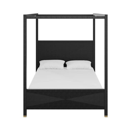 Lyla Queen Bed in Black Grasscloth